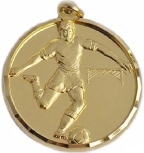 Медаль 50 мм Футболист удар золото