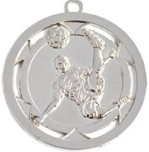 Медаль 50 мм Футболист удар через себя серебро