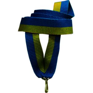 Лента для медалей и бейджей сине-желтая 20 мм