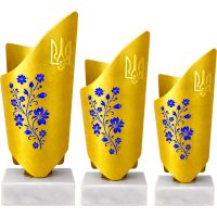 Комплект Кубків Fiorente Ukraine Сині Квіти Высота: 16 см, 15 см, 14 см