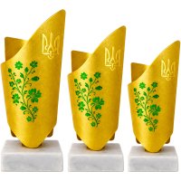 Комплект кубков Fiorente Ukraine Зеленые Цветы Высота: 16 см, 15 см, 14 см