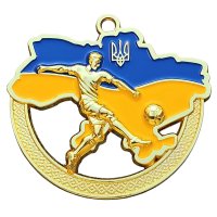 Медаль футбол Украина 70 мм золото