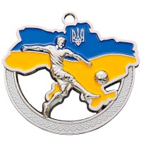 Медаль футбол Украина 70 мм серебро