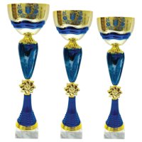 Комплект кубків Сині Квіти Висота: 46 см, 43,5 см, 41 см