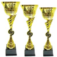 Комплект кубків Золота серія переможців Висота: 49 см, 45 см, 40 см