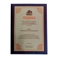 Диплом на металле (дерево) под заказ с нанесением размер: 150*100 мм