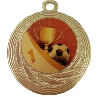 Дизайнерская медаль 40 мм Кубок + футбольный мяч Золото