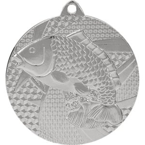 Медаль 50 мм  Рыба серебро
