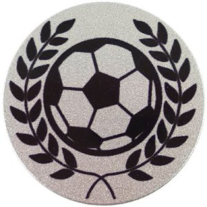 Жетон дизайнерский 50 мм Мяч футбольный + венок Серебро