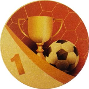 Жетон дизайнерский 25 мм Кубок + футбольный мяч Золото