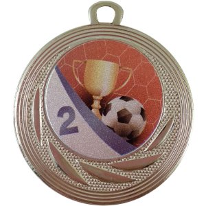 Дизайнерская медаль 40 мм Кубок + футбольный мяч Серебро