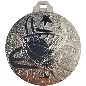 Медаль 50 мм баскетбол срібло