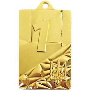 Медаль прямокутна Україна 1 місце 66*43 мм золото