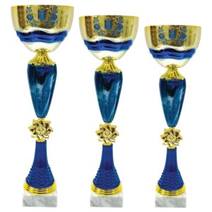 Комплект кубків Сині Квіти Висота: 46 см, 43,5 см, 41 см