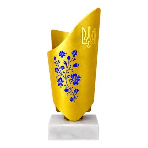 Кубок Fiorente Ukraine Синие Цветы 600-10006-1 - 16 см золото