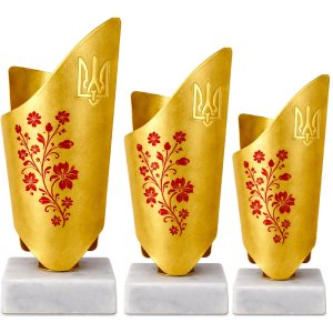 Комплект кубков Fiorente Ukraine Красные Цветы Высота: 16 см, 15 см, 14 см