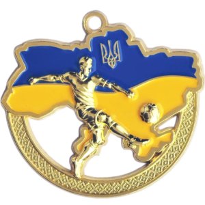 Медаль футбол Украина 70 мм золото