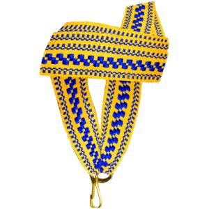 Лента для медалей и бейджей орнамент желтый/синий 20 мм
